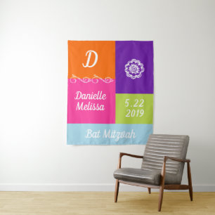Bat Mitzvah Kleurblok Foto Achtergrond Tapijt Wandkleed