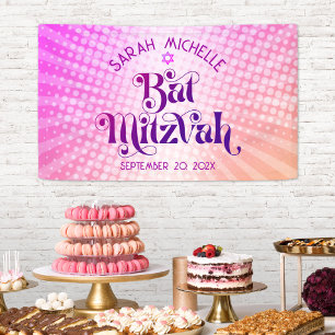 Bat Mitzvah Kordaat Retro Boho Roze Oranje Gradiën Spandoek
