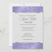 Bat Mitzvah Lavendel Paarse Zilveren Filigraan Kaart (Voorkant)