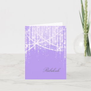 Bat Mitzvah Lavender Paarse Sparkly Lights Bedankkaart