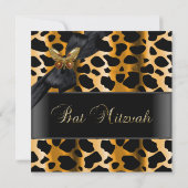 Bat Mitzvah Leopard Gold Black Butterfly Kaart (Achterkant)