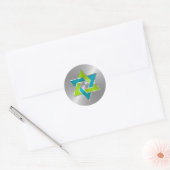Bat Mitzvah Limoen Turquoise Star van David Silver Ronde Sticker (Envelop)