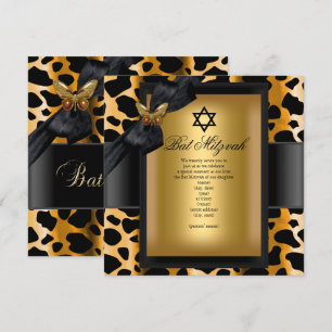 Bat Mitzvah Luipaard Goud Zwart Vlinder Kaart