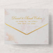 Bat Mitzvah Marble Faux Gold Star Elegant Script All In One Uitnodiging (Achterkant)