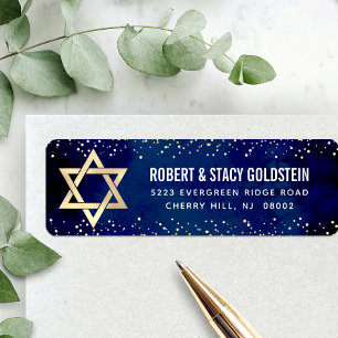 Bat Mitzvah Marine Goud Glitter Vet Retouradres Etiket