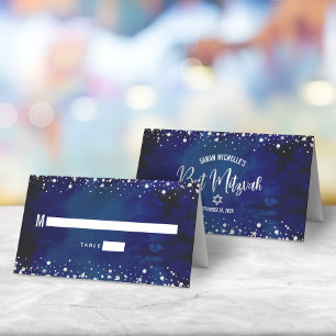 Bat Mitzvah Marine Waterverf Zilver Glitters Schri