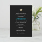 Bat mitzvah Masquerade noir rose bleu Invitation (Debout devant)