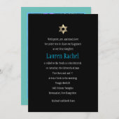 Bat mitzvah Masquerade noir rose bleu Invitation (Devant / Derrière)