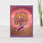 Bat mitzvah, Mazel Tov, carte de voeux,<br><div class="desc">J'ai voulu créer une carte qui dépeindrait la magie et le mystère qui attend la jeune fille de bat mitzvah. Le passage d'aller bien à une jeune femme indépendante est rempli d'aventure, de curiosité et de nouvelles expériences étranges, ainsi j'ai été rappelé "Alice au pays des merveilles". Un arbre de...</div>