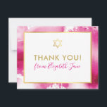 BAT MITZVAH merci or étoile rose aquarelle<br><div class="desc">par kat massard >>> kat@simplysweetPAPERIE.com <<< Une façon simple et élégante de remercier vos invités d'avoir assisté à l'installation BAT MITZVAH de votre enfant en tant que modèle, il est simple pour vous d'ajouter vos propres détails, ou d'appuyer sur le bouton personnaliser et vous pouvez ajouter ou modifier du texte,...</div>