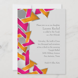 Bat Mitzvah Metallic look Star van David Kaart