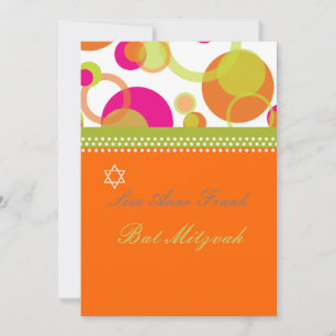 Bat Mitzvah + Mod Bubbles/oranje/hete roze Kaart