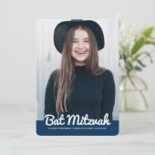 Bat Mitzvah Modern Aangepaste Foto Kaart (Staand voorkant)