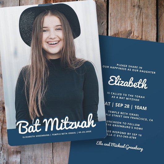 Bat Mitzvah Modern Aangepaste Foto Kaart