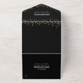 Bat Mitzvah Modern Black Gold Glitter Script Party All In One Uitnodiging (Buitenkant)