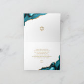 Bat Mitzvah Modern Goud Turquoise Agaat Script Bedankkaart (Binnen)