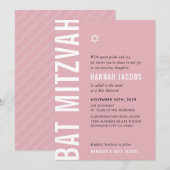 BAT MITZVAH modern minimaal vet meisje schemerroze Kaart (Voorkant / Achterkant)