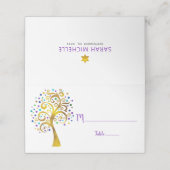 Bat Mitzvah Modern Paars Gold Foil Tree of Life (Buitenkant ongevouwen)