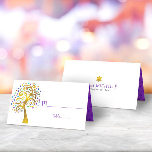 Bat Mitzvah Modern Paars Gold Foil Tree of Life
