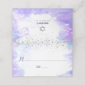 Bat Mitzvah Modern Paarse Waterverf Silver Stippen (Buitenkant ongevouwen)