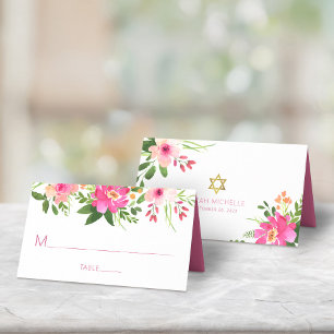 Bat Mitzvah Modern Pink Floral Waterverf Stijlvol