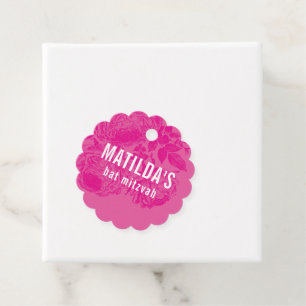 BAT MITZVAH modern sierlijk bloemig roze Bedankjes Labels