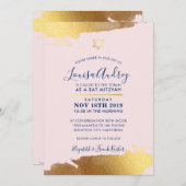 BAT MITZVAH modern verguld goud marine blush roze Kaart (Voorkant / Achterkant)