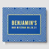 BAT MITZVAH moderne géométrique motif bleu royal (Recto)