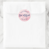 BAT MITZVAH moderne handgeletterde roze waterverf Ronde Sticker (Tas)