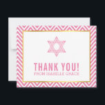 BAT MITZVAH MODERNE preppy merci star PINK<br><div class="desc">par kat massard >>> kat@simplysweetPAPERIE.com <<< Une façon simple et élégante de remercier vos invités d'avoir assisté à l'installation de BAR MITZVAH de votre enfant en tant que modèle, il est simple pour vous d'ajouter vos propres détails, ou appuyez sur le bouton personnaliser et vous pouvez ajouter ou modifier du...</div>