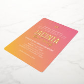 BAT MITZVAH moderne ster roze geel verloop  Folie Uitnodiging (Gedraaid)