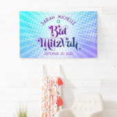 Bat Mitzvah Moedig Boho Retro Blauw Paarse Gradiën Spandoek (Insitu)