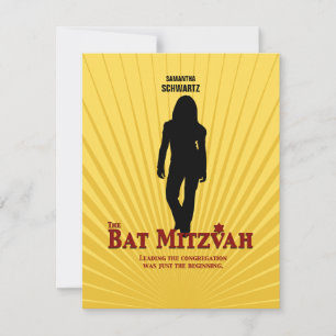 Bat Mitzvah Movie Star RSVP Reply Card Yellow Blue