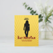 Bat Mitzvah Movie Star RSVP Reply Card Yellow Blue (Staand voorkant)