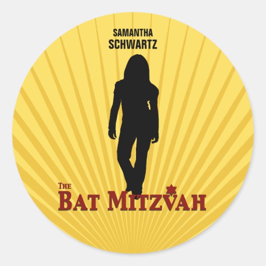 Bat Mitzvah Movie Star Sticker Geel Blauw (Voorkant)