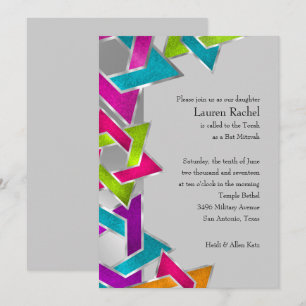 Bat Mitzvah Multicolored Silver Star van David Kaart