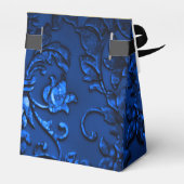 Bat Mitzvah Navy Blue Damask Bedankdoosjes (Achterkant)