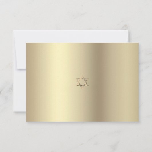 Bat Mitzvah Navy Waterverf Gouden Glitter Script RSVP Kaartje (Achterkant)