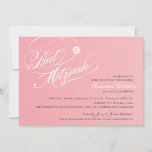BAT MITZVAH NODIGT stijlvolle typografie ombre roz Kaart