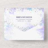 Bat Mitzvah Paars Waterverf Zilver Schrift Modern All In One Uitnodiging (Achterkant)