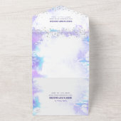 Bat Mitzvah Paars Waterverf Zilver Schrift Modern All In One Uitnodiging (Buitenkant)