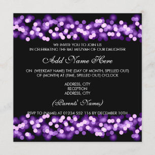 Bat Mitzvah Paarse Hollywood Glam Kaart