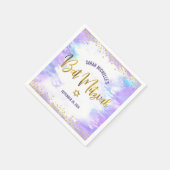 Bat Mitzvah Paarse Waterverf Gold Script Confetti Servet (Hoek)