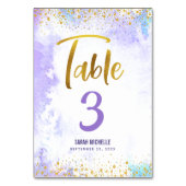 Bat Mitzvah Paarse Waterverf Gold Script Glitter Kaart (Voorkant)