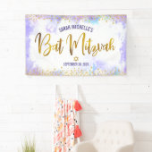 Bat Mitzvah paarse waterverf goud folie schrift Spandoek (Insitu)