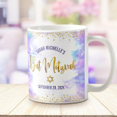 Bat Mitzvah Paarse Waterverf Gouden Schrift Confet Koffiemok