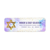 Bat Mitzvah paarse waterverf return address Etiket (Voorkant)