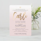 Bat mitzvah PERSONNALISÉ Invitation or rose pâle C (Debout devant)