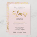 Bat mitzvah PERSONNALISÉ Invitation or rose pâle S<br><div class="desc">*** REMARQUE - L'EFFET DE FOILE D'OR BRILLANT EST UNE IMAGE IMPRIMÉE *** - - - - - - - - - - - - - - - - - - - - - - - - - - - - - - - - - - - - - -...</div>