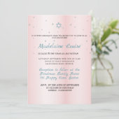 Bat Mitzvah Pink Blue Silver Kaart (Staand voorkant)